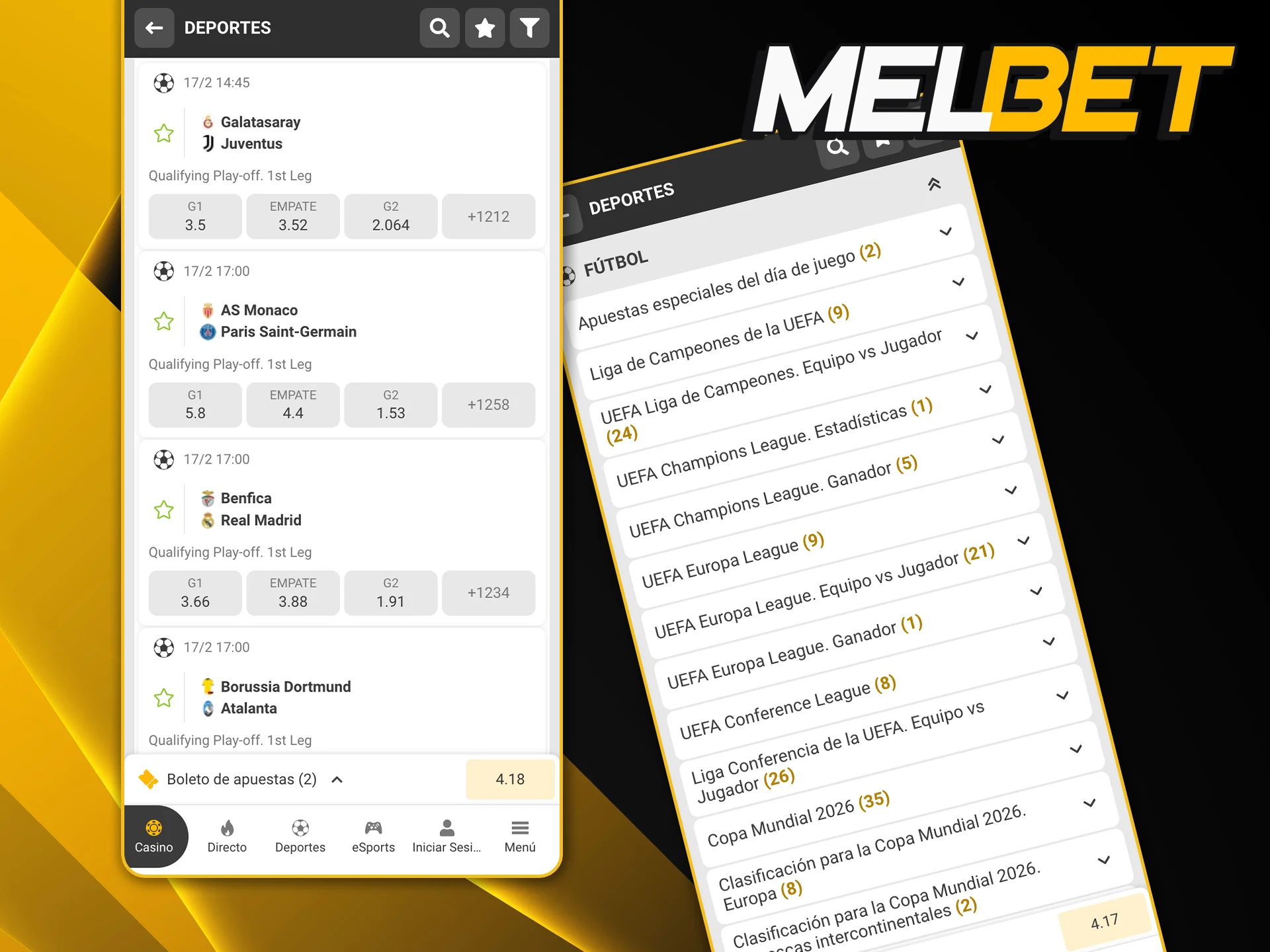Llevá tus apuestas de fútbol a todos lados descargando la app oficial de Melbet para Android o iOS.