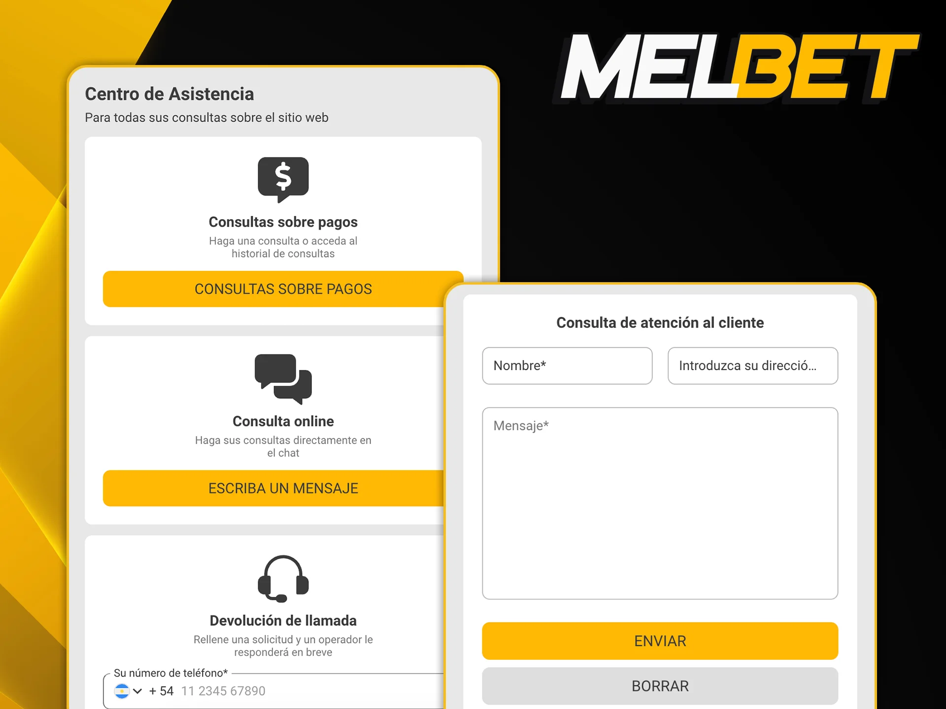 Contactá al equipo técnico de Melbet para recibir ayuda con tus transacciones de salida.
